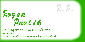 rozsa pavlik business card